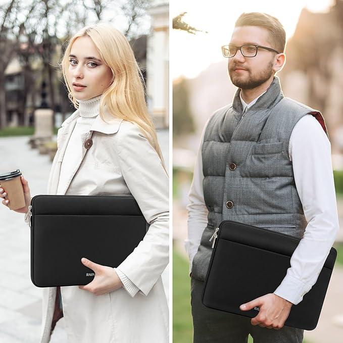 RAINYEAR Laptop Sleeve Case 11-13 Inch, Protective Portable Case with Front Pocket, Briefcase Computer Cover Laptop Bag Compatible with MacBook Air/Pro, HP, Dell, Lenovo, Acer, Black