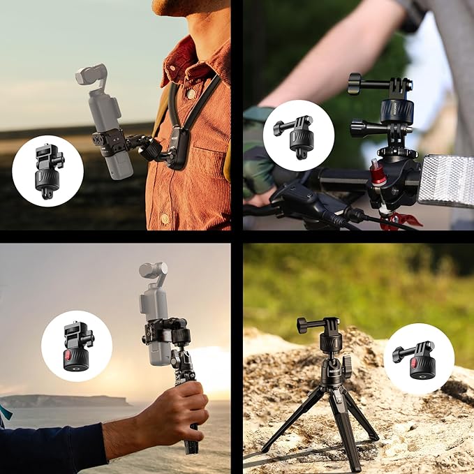 NEEWER Magnetic Action Camera Mount Kit, Compatible with GoPro Hero 13 12 11 Max DJI Osmo Action Insta360, ABS Magnetic Quick Release Mount for POV Shots, GP-24