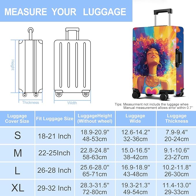 Luggage Cover Washable Suitcase Protector Anti-scratch Suitcase cover Fits 20-34 Inch Luggage (Girl-1, M(24-26inch suitcase))