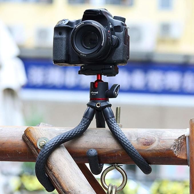 ULANZI Camera Tripod, Mini Flexible Stand w Hidden Phone Holder w Cold Shoe Mount, 1/4'' Screw f Magic Arm, Universal f iPhone 16 15 14 Pro Max XS Max X 8 Samsung Canon Nikon Sony DJ Pocket 3 Cameras