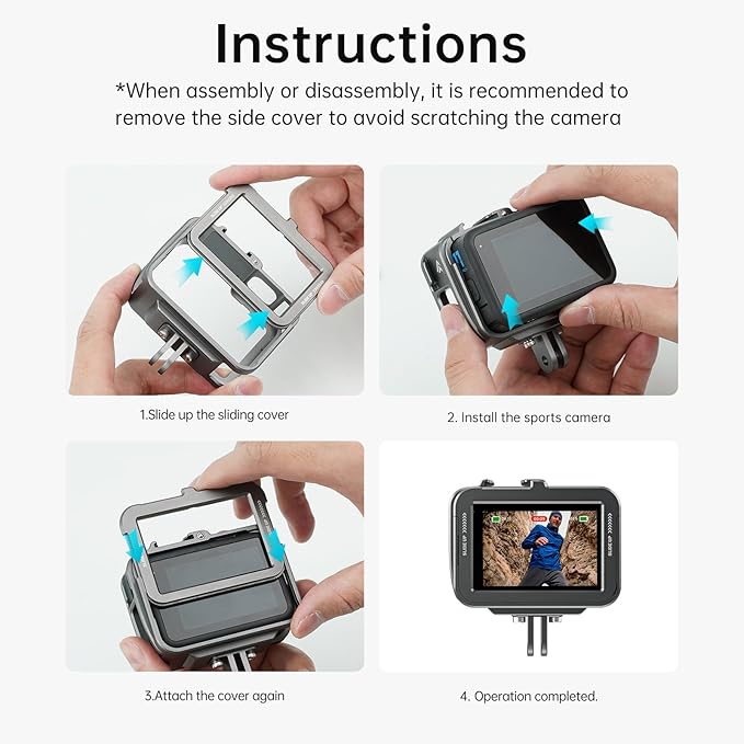 TELESIN Aluminum Case Metal Cage Protective Frame Housing for GoPro Hero 13 12 11 10 9, Fits for Go Pro When ND CPL Lens Filter Max Lens Mount on, with Cold Shoe Connect to Video Light Microphone