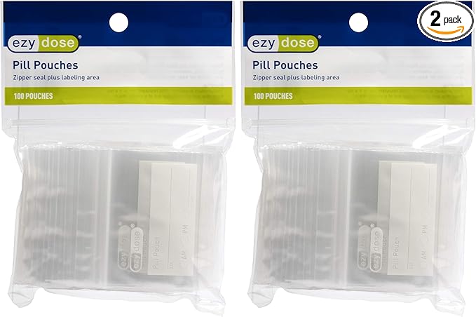 Ezy Dose Pill Packs | Pill and Vitamin Organizer Pouches | 100 Count | Disposable (Pack of 2)