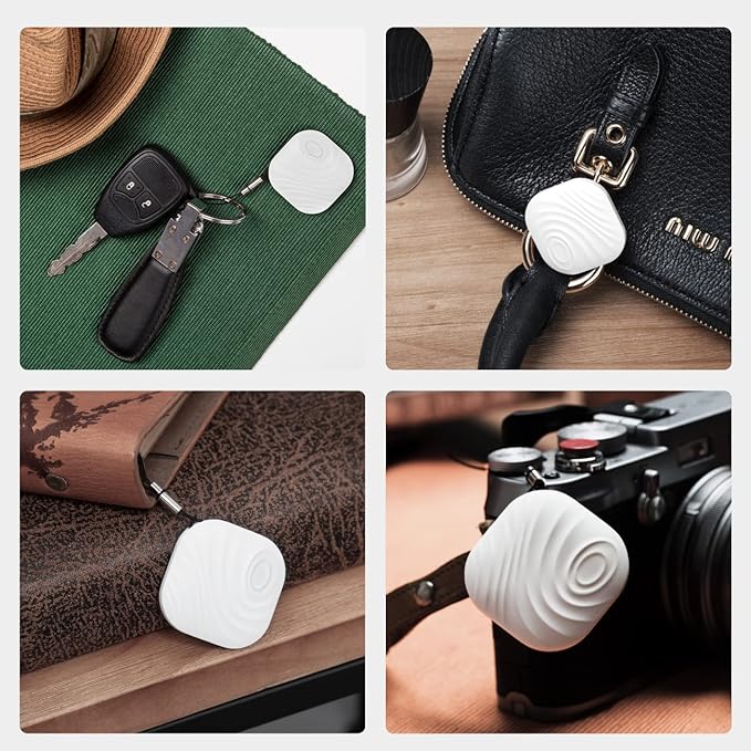 Key Finder, Bluetooth Tracker Item Locator with Key Chain for Keys Pet Wallets or Backpacks and Tablets, Batteries Include (White, 1 Pack)