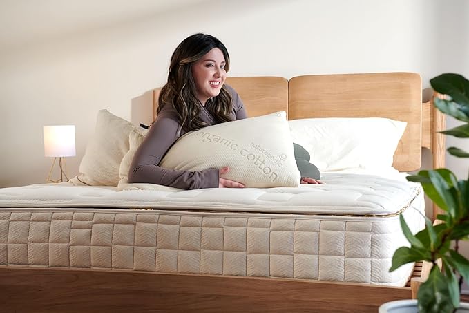 Naturepedic Organic Latex Pillow - Standard Bed Pillow with Medium Comfort - Luxury Pillow with Adjustable Fill for Comfortable Sleeping, Back Support and Neck Pain Relief