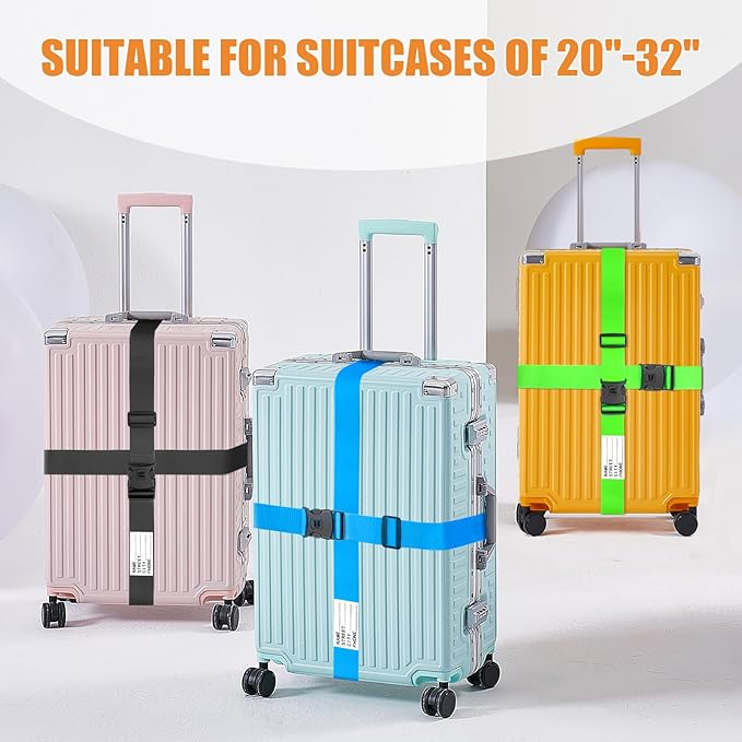 BILIONE Luggage Straps TSA Approved Add a Bag Premium Accessory for Travel Bag Closure (Sky Blue, 2)