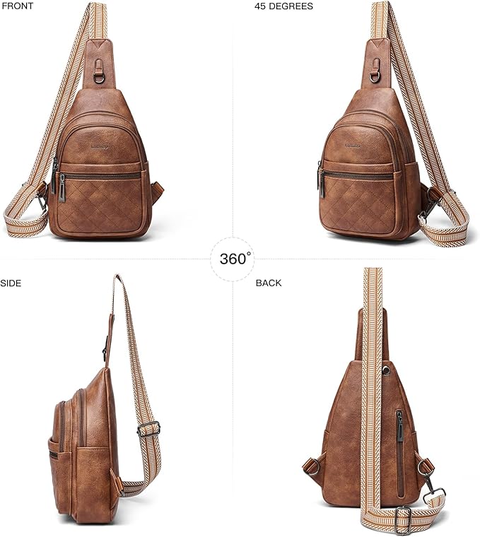 Sling Bag For Women Fanny Pack Crossbody Travel Shoulder Belt Bags Tote Backpack Purse Faux Leather
