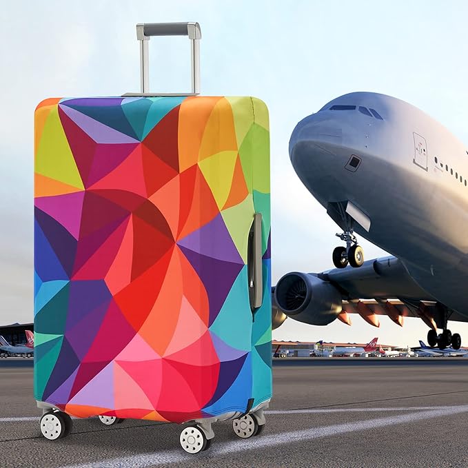 Travelkin Luggage Covers For Suitcase Tsa Approved,Suitcase Cover Protector Fit 18-32 Inch Luggage (Colorful Geometry, L)