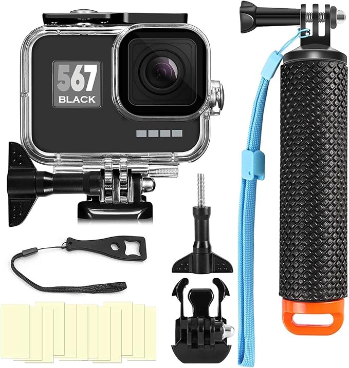 Compatible for Go Pro Hero 7 6 5 Black Waterproof Housing Case 45M/147FT Protective Underwater Diving Case Shell with Cameras Handle Mount Accessories Kit