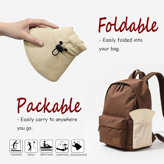 ZOORON Sun Hat for Men Women Fishing Hat with Neck Flap Wide Brim Bucket Hat UV Protection for Beach Camping Hiking