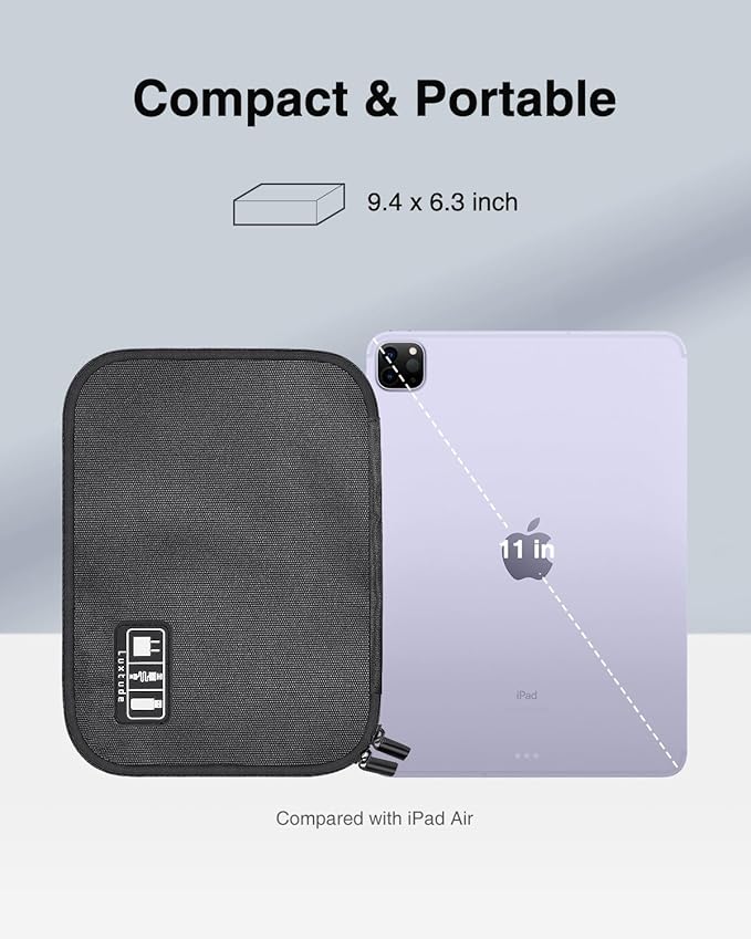 Luxtude Travel Cable Organizer Bag, Flat Cord Organizer Bag, Portable Electronics Case, Travel Essentials for Wire/Cord Storage/Charger Case/Cable Storage/Tech Accessories Pouch/Tech Gifts