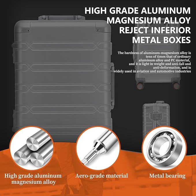 WEICHEN All Aluminum Carry On Luggage 22x14x9 Airline Approved 20 Inch Hard Shell Suitcase with Spinner Wheels and TSA Lock