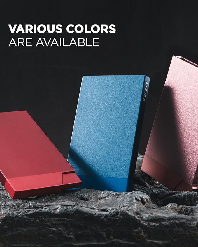 VULKIT Pop up Card Holder Minimalist Credit Card Holder RFID Blocking Slim Metal Card Case for Men or Women(Rose Gold)