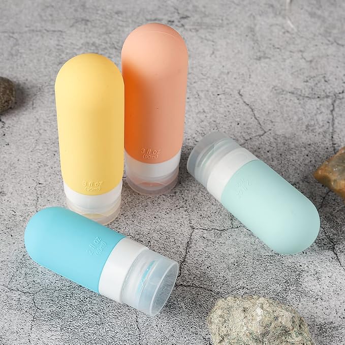 16 Pack Travel Bottles Set - TSA Approved Leak Proof Silicone Squeezable Containers for Toiletries, Conditioner, Shampoo, Lotion & Body Wash Accessories (16 pcs/White Pack)