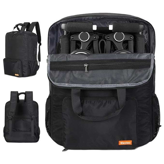 Mactso Stroller Travel Bag Compatible with GB Pockit and GB Pockit Air Plus All Terrain, Lightweight Stroller Travel Backpack for Airplane (Black, M)
