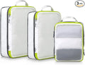 Cipway Mesh Compression Packing Cubes, Ultralight See Through Luggage Organizer Bags, Travel Essentials for Carry on Suitcase（3 Pcs,White）