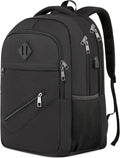 Black Backpack, School Backpacks for Teen Boys & Girls, Student Bookbag Fits 17.3 Inch Laptop with USB Charging Port, Water Resistant Travel Backpack, Sturdy Anti Theft Computer Bag Gifts Men Women