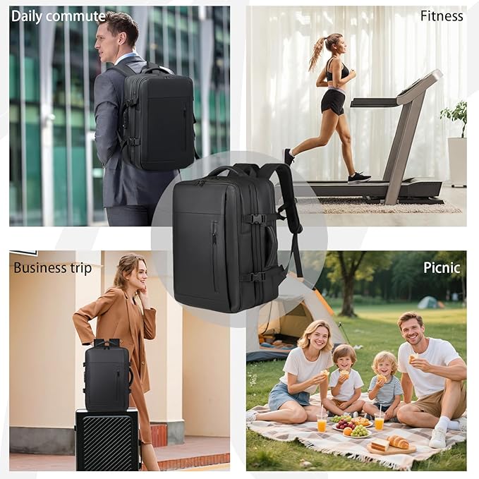 Vacuum-sealed travel computer backpack, Water-Resistant, With vacuum pump, Multiple Compartments, Anti-theft combination lock (Grey)