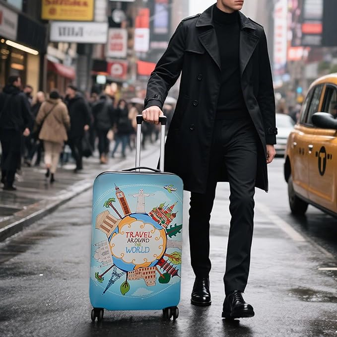 WUJIAONIAO Travel Luggage Cover Baggage Suitcase Cover Protector Skins 18-32 Inch (ocean, S (for 18-20 inch luggage))