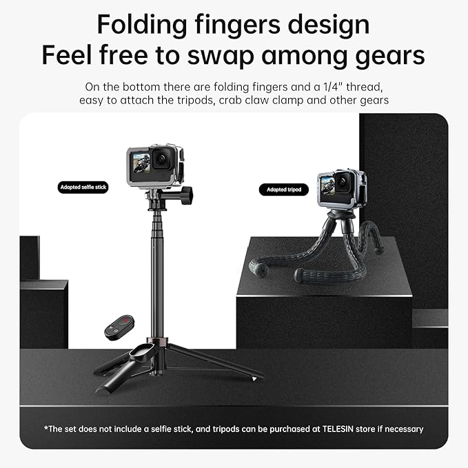 TELESIN Aluminum Case Metal Cage Protective Frame Housing for GoPro Hero 13 12 11 10 9, Fits for Go Pro When ND CPL Lens Filter Max Lens Mount on, with Cold Shoe Connect to Video Light Microphone