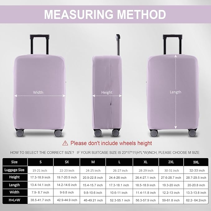 Travel Luggage Cover - Scratch-Resistant Fit 19-33 inch Suitcase Protector (Lavender Purple, 3XL)
