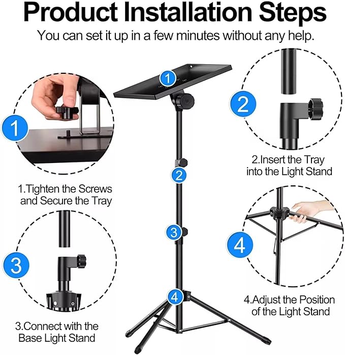 Spark Living-Portable Laptop Tripod Stand – Adjustable Height & Durable Design for Work or PresentationsFoldable Laptop Stand Tripod – Lightweight & Sturdy for Desk or Travel