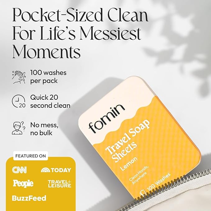 FOMIN - Antibacterial Paper Soap Sheets Tin for Traveling - (300 Sheets) Variety Pack - Portable Travel Hand Soap Sheet, Dissolvable Mini Camping Hand Soap for Hand Washing