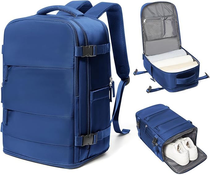 coowoz Travel Backpack Carry On for Women Man Gym Backpacks with Laptop Compartment Mochila de Viaje Teacher Personal Item Backpack Airplane Accessories Must Haves Royal Blue Small