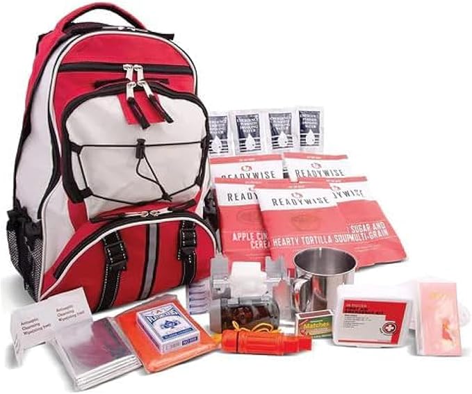 ReadyWise Emergency Survival Gear – Tactical Military Backpack, Camping Essentials Bug Out Bag & Survival Kit, Prepper & Hurricane Supplies, Meal Pouches with up to 25 Year Shelf Life, 64 Piece