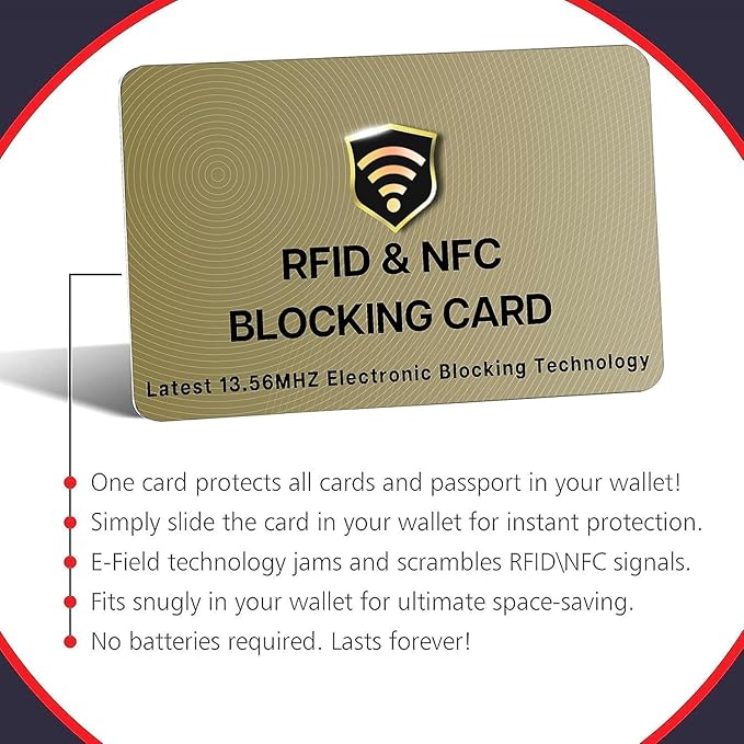 SaiTech IT RFID Cards One Card Protects Entire Wallet Purse For Men & Women, Contactless Bank Debit Credit Card Protector ID ATM Guard Card – Golden (1 Pcs Golden)