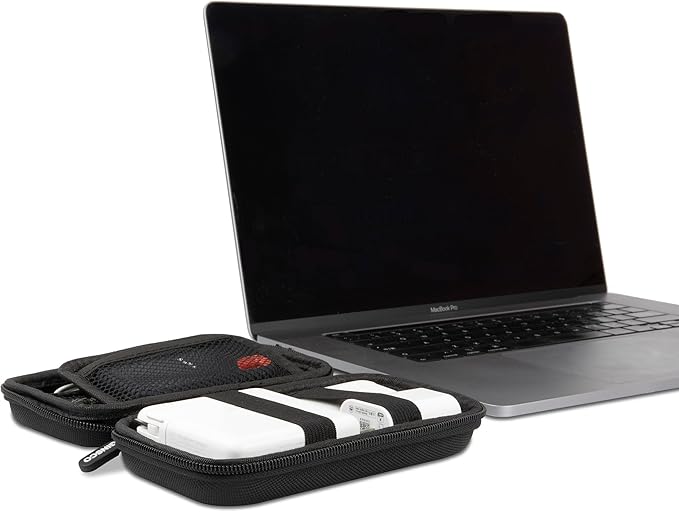 Ginsco Hard Shell Protection Case Electronic Accessories Organizer Pouch for MacBook Air/pro Adapter Chargers Cables Power Bank, for Sandisk Portable SSD Flash Disk SD Card (Black)