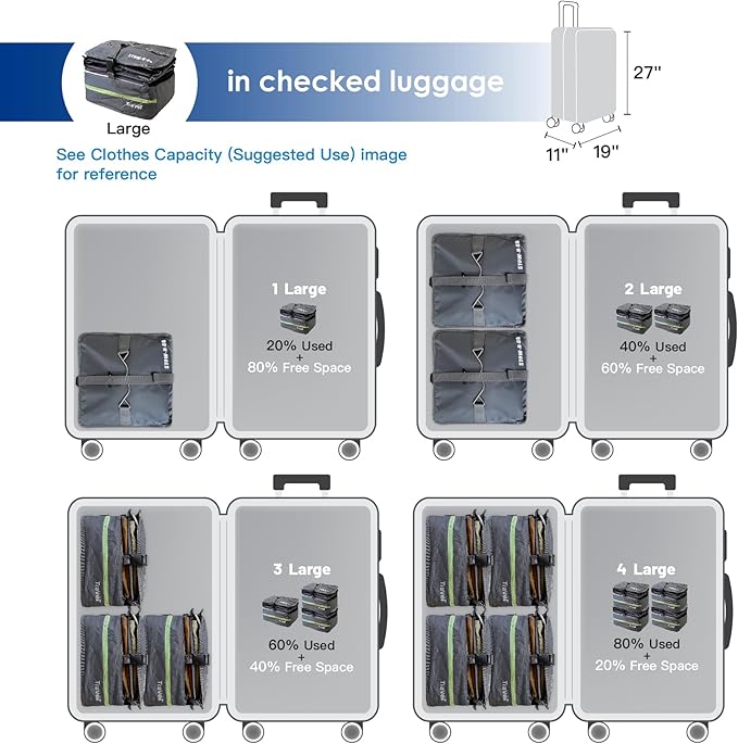 Grand Fusion Stow-N-Go Travel Luggage Organizer – Portable Hanging Travel Shelves, Carry-On Closet Organizer, Hanging Packing Cubes, Collapsible Carry-On Organizer for Cruises & Hotels. Dark Gray - L
