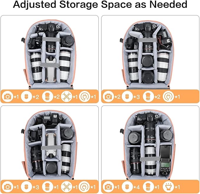 MOSISO Camera Backpack, DSLR/SLR/Mirrorless Photography Camera Bag 15-16 inch Waterproof Hardshell Case with Tripod Holder&Laptop Compartment Compatible with Canon/Nikon/Sony, Salmon Pink