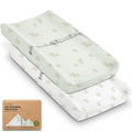 2-Pack Baby Changing Pad Covers for Girl, Boy, Neutral - Soft Viscose Derived from Bamboo Changing Table Pad Cover Sheets, Baby Nursery Diaper Changing Pad Cover, Contour Changing Pad Liner (Elly)
