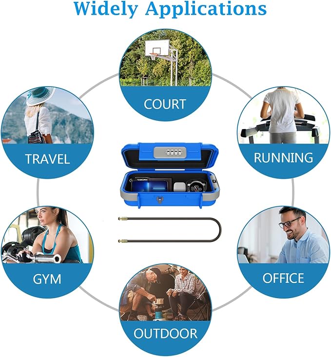 AMIR Portable Safe Box, Combination Security Case LockBox with Code, Waterproof Anti-Theft Mini Travel Safe Lockbox with Removable Chain, Portable Lock Box for Car Dorm Beach Hotel Personal Items Safe