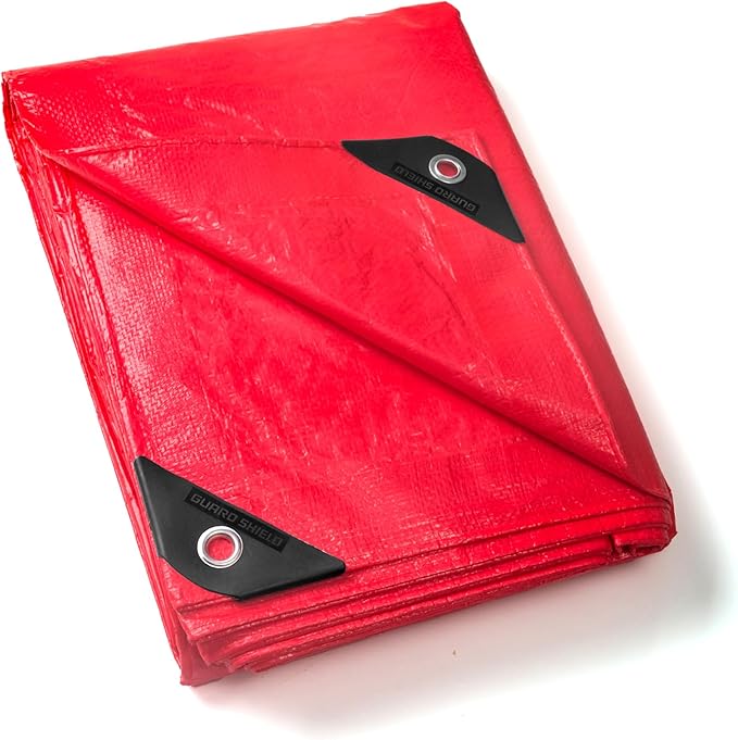 GUARD SHIELD Red Tarp 10x20 Feet Tarps High Visibility Outdoor Poly Cover Lightweight 6mil