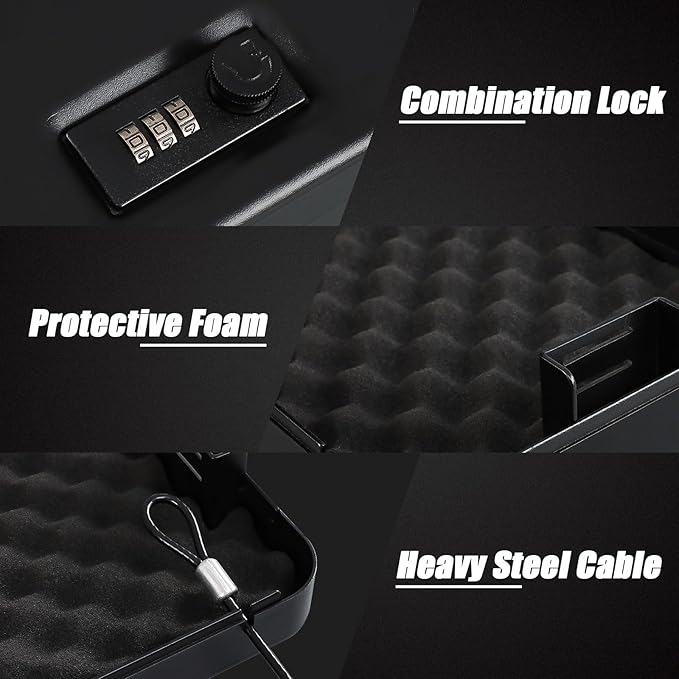 Dalmbox Gun Safe for Pistols Small Handgun Lock Box with Combination Lock Portable Travel Pistol Safe for Car, Home, Travel