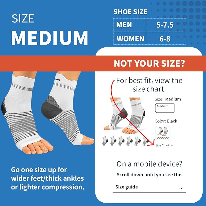 Plantar Fasciitis Sock (6 Pairs) for Men and Women, Compression Foot Sleeves with Arch and Ankle Support (Black, Gray, White, Medium)