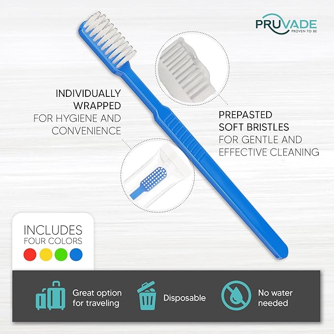 1000 Prepasted Toothbrushes Individually Wrapped - Disposable Toothbrushes with Toothpaste Built in - Single Use Waterless Tooth Brush with Soft Bristles for Hotel, Camping, Travel, Office