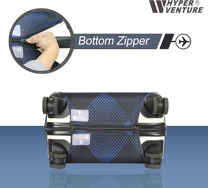 HYPER VENTURE Washable Luggage Cover - Fashion Suitcase Protector Fits 27-30 Inch Luggage (Blue Cube, L)