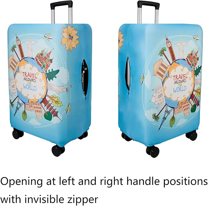 WUJIAONIAO Travel Luggage Cover Baggage Suitcase Cover Protector Skins 18-32 Inch (ocean, XL (for 29-32 inch luggage))
