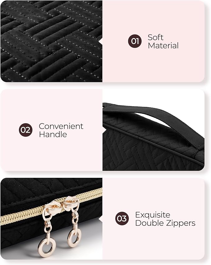BAGSMART Jewelry Organizer Bag Travel Jewelry Storage Cases for Necklace, Earrings, Rings, Bracelet, Black