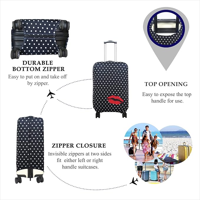 Explore Land Travel Luggage Cover Suitcase Protector Fits 31-32 Inch Case (Polkadot, XL)