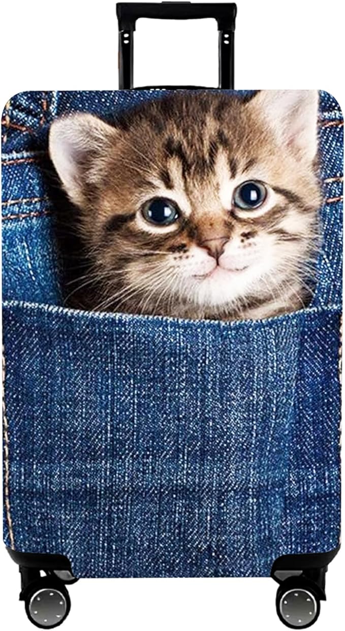 WUJIAONIAO Travel Luggage Cover Baggage Suitcase Cover Protector Skins 18-32 Inch (Cat B, S (for 18-20 inch luggage))