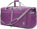 Bago Big XXL Foldable Duffel Bags for Traveling Women & Men - 140L Packable Duffle Bag for Travel with Shoe Compartment - Water Repellant, Heavy Duty, Lightweight Folding & Collapsible (Purple)