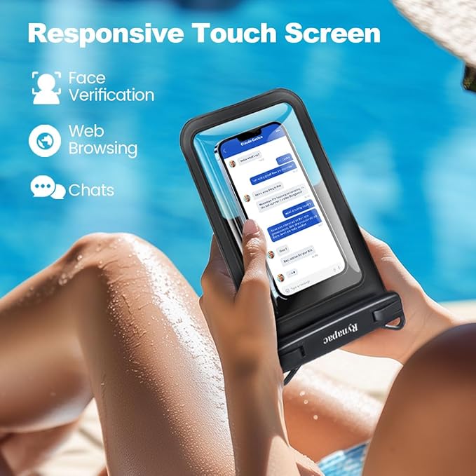 2 Pack Waterproof Phone Pouch - 10in Waterproof Phone Case with Lanyard, IPX8 Cell Phone Dry Bag Beach Cruise Ship Essentials for iPhone 16 15 14 Pro Max, Galaxy S25 S234 S23 Ultra