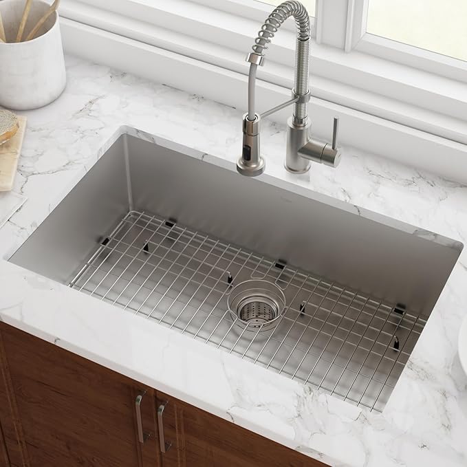 KRAUS Standart PRO 26-inch 16 Gauge Undermount Single Bowl Stainless Steel Kitchen Sink, KHU100-26