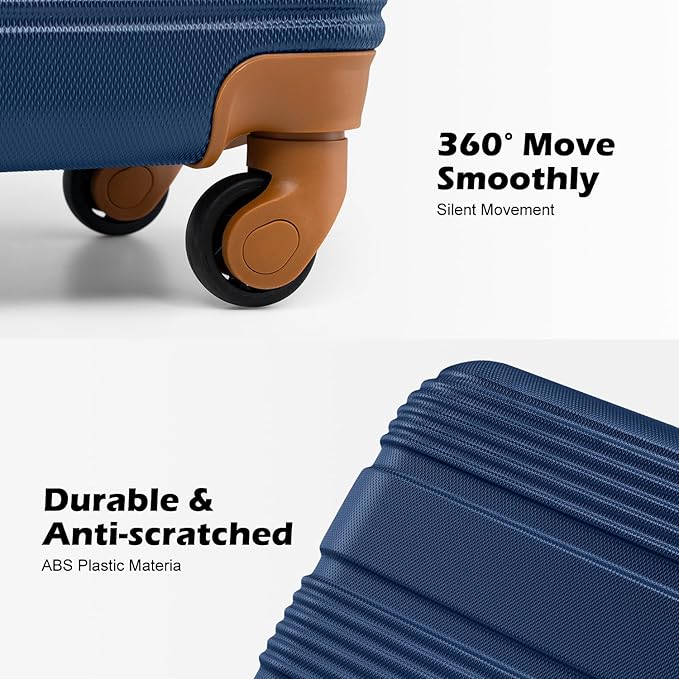 LONG VACATION 6 Piece ABS+PC Hardshell Luggage Set with Spinner Wheels, Lightweight suitcase set with TSA Lock & YKK Zipper