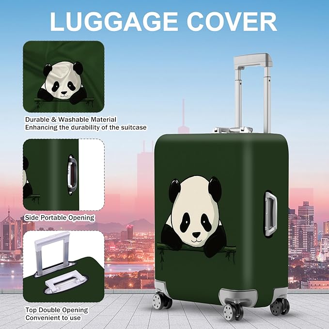 ANNA QUEEN Panda Luggage Cover, Cute Panda Design Suitcase Protector, Stretchable Washable Travel Sleeve for 32-34 Inch Luggage