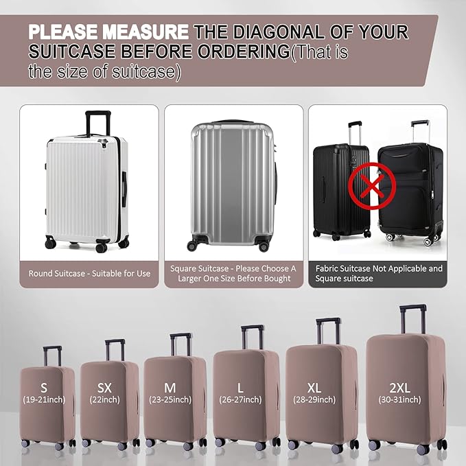 Travel Luggage Cover Suitcase Protector Scratch-Resistant Fit 19-31 Inch Suitcase, Not Included Suitcase (Khaki, L(26-27 inch))