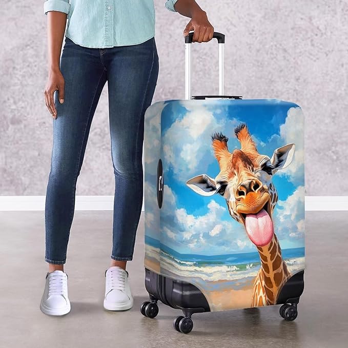 Giraffe Luggage Covers for Suitcase Universal Travel Luggage Cover Suitcase Protector Fits 18-21 Inch (Size S) Anti-Scratch Suitcase Covers Travel Essential Funny Animal Baggage Cover